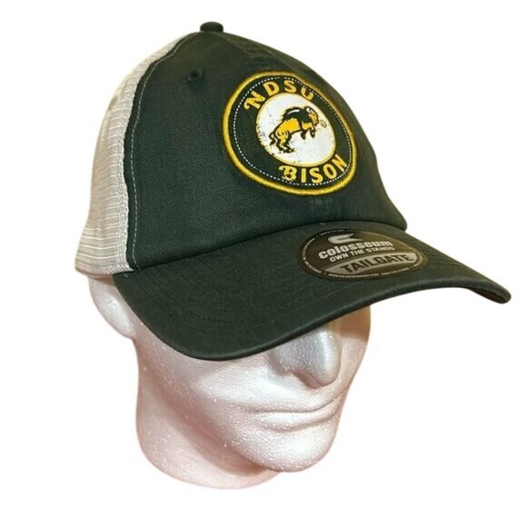 NDSU SnapBack Hat Bison Trucker Green White Patch Colosseum New - Picture 1 of 7